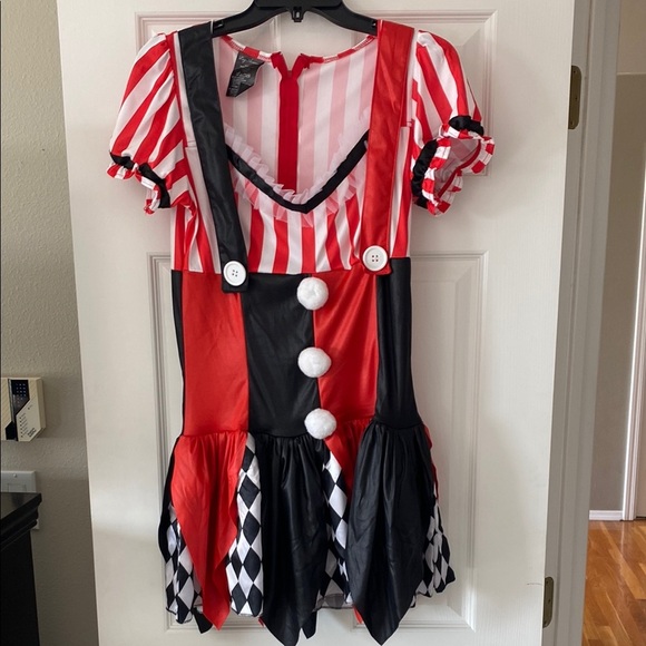 Women’s Harlequin Clown Costume - Red, Black, White Large 12-14 - Picture 2 of 4